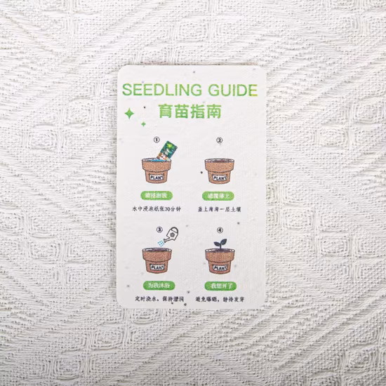 Papier de graines plantable écologique de forme spéciale personnalisée, étiquettes de graines d'accessoires de mariage, cartes de graines de visite, cartes de remerciement